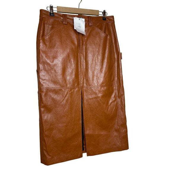 NWT A.L.C. Brown Leather Pencil Skirt - Picture 7 of 9